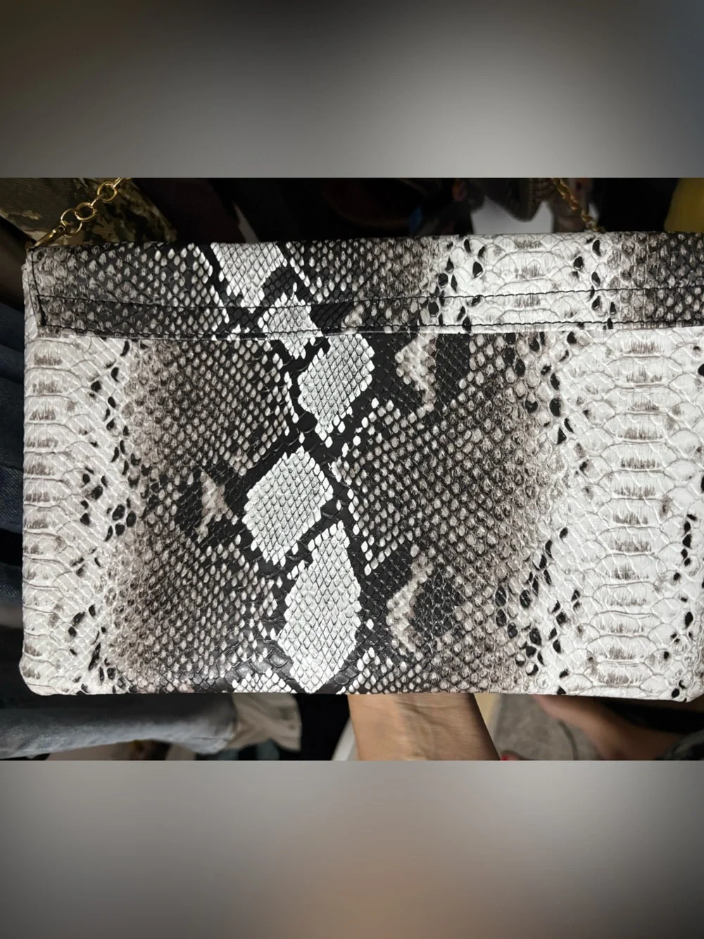 Snake-Skin Black & White Envelope Clutch